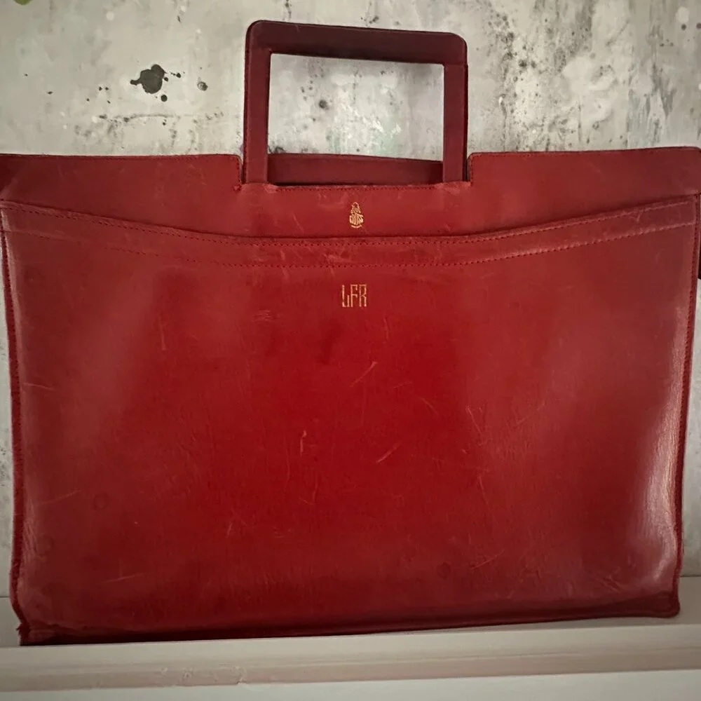 👜 Vintage Mark Cross Red Leather Briefcase / Laptop Bag